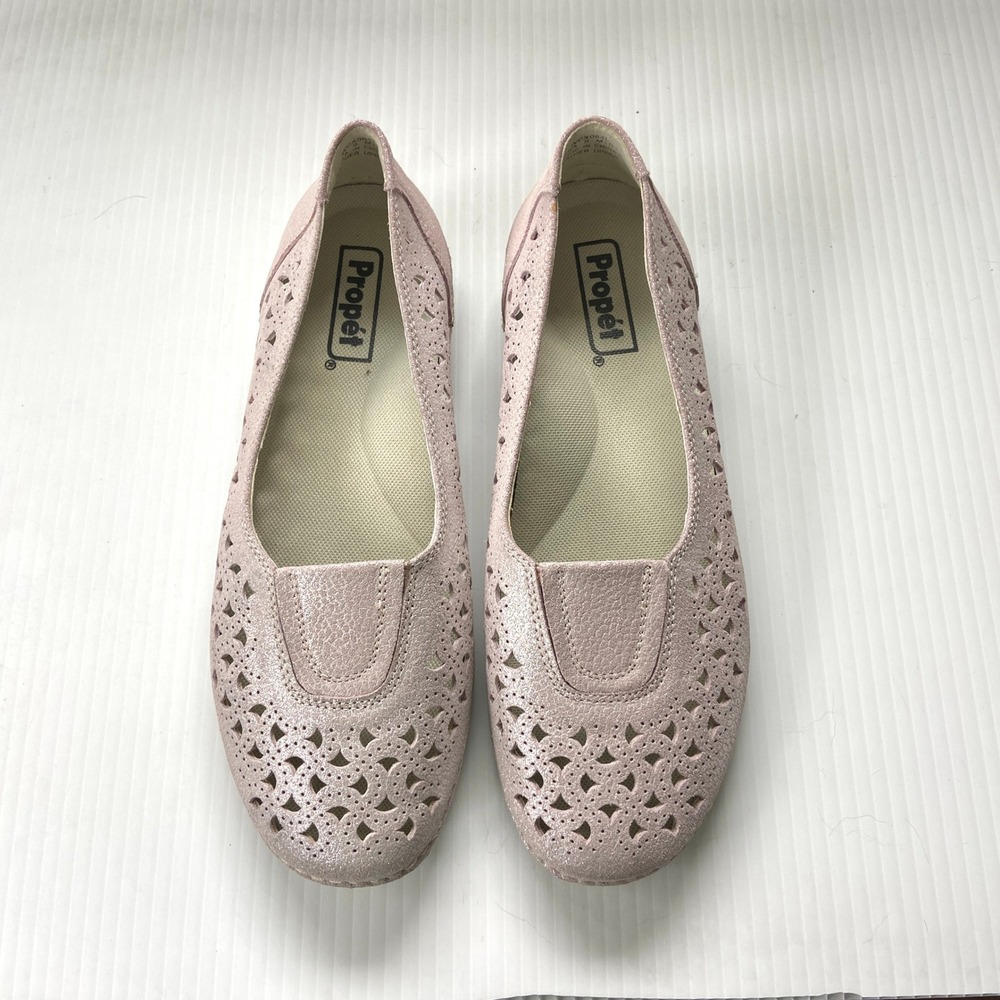 Propet Cabrini‎ Lilac Sparkle Leather Slip On Flats Shoes Womens 9